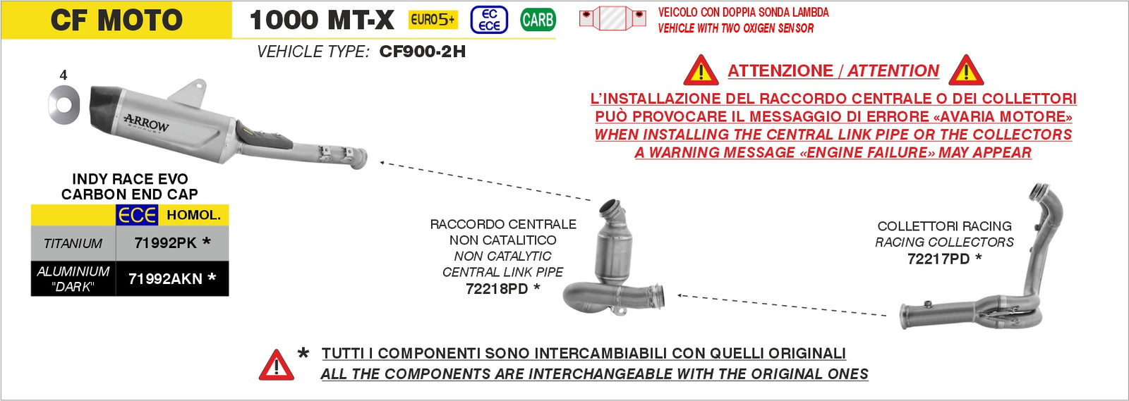 Arrow 72218PD Non Catalized Mid-Pipe