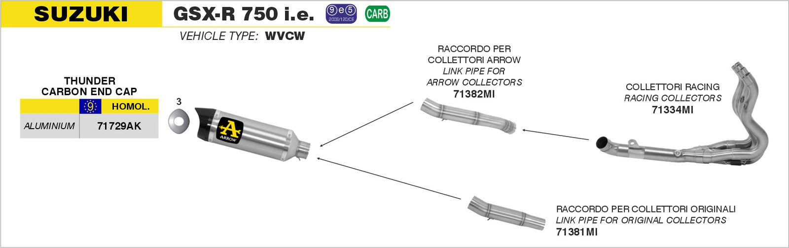 Arrow 71381MI Mid-Pipe For Thunder Slip Ons For Stock Headers
