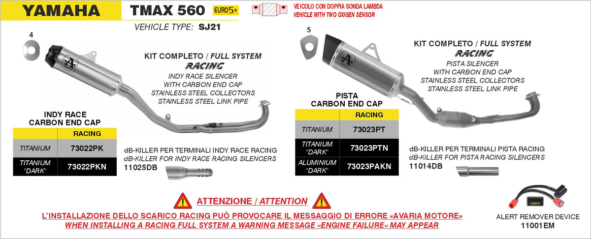 Arrow 73022PKN Full System Racing With Indy Race Titanium Dark Slip Ons
