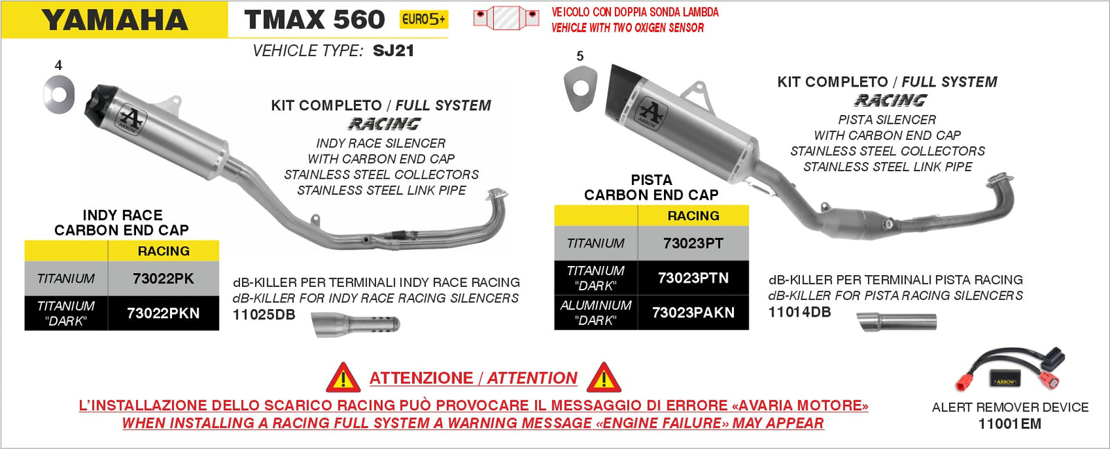 Arrow 73022PKN Full System Racing With Indy Race Titanium Dark Slip Ons