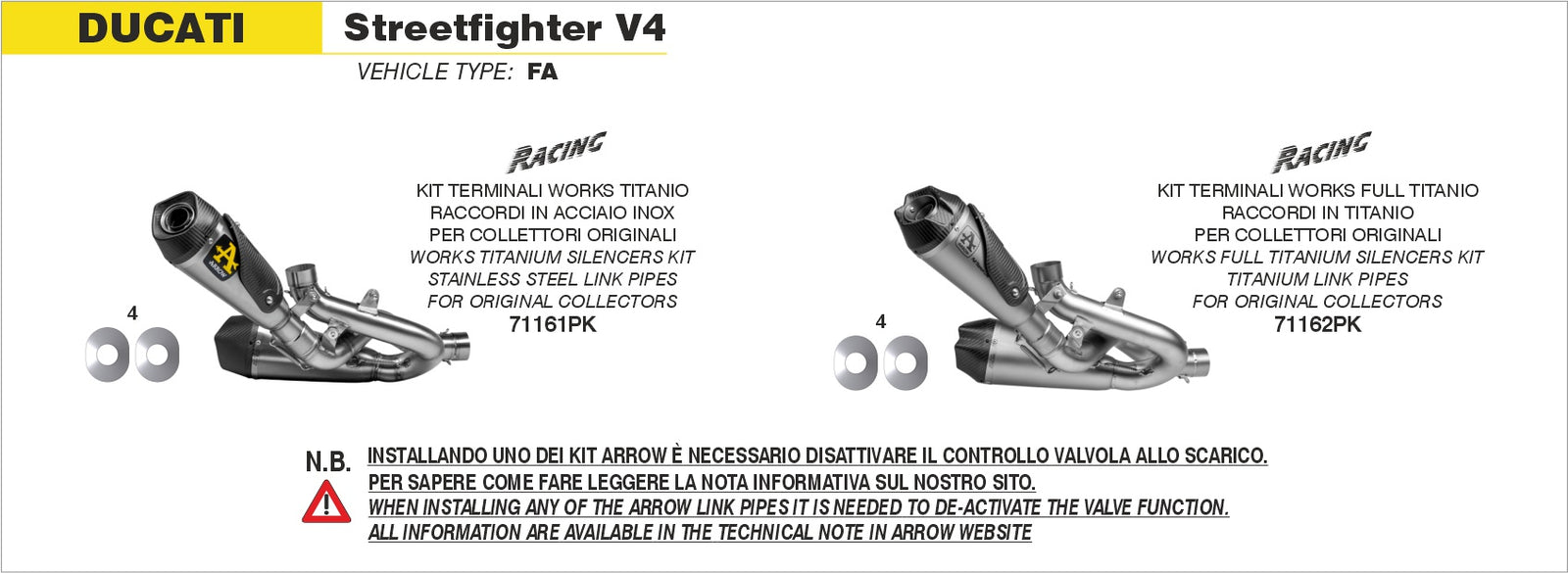 Arrow 71161PK Titanium Works Slip Ons (Right And Left) With Stainless Steel Link Pipies