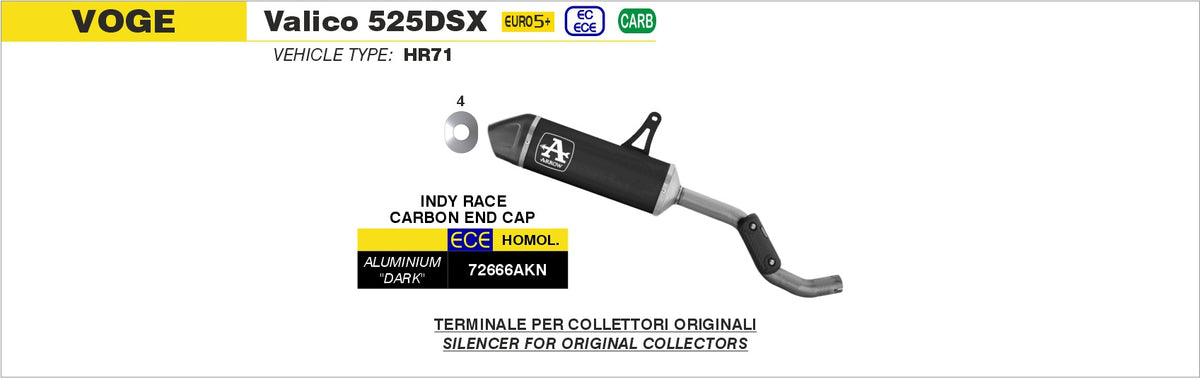 Arrow 72666AKN Indy Race Aluminium Dark Slip On With Carbon End Cap