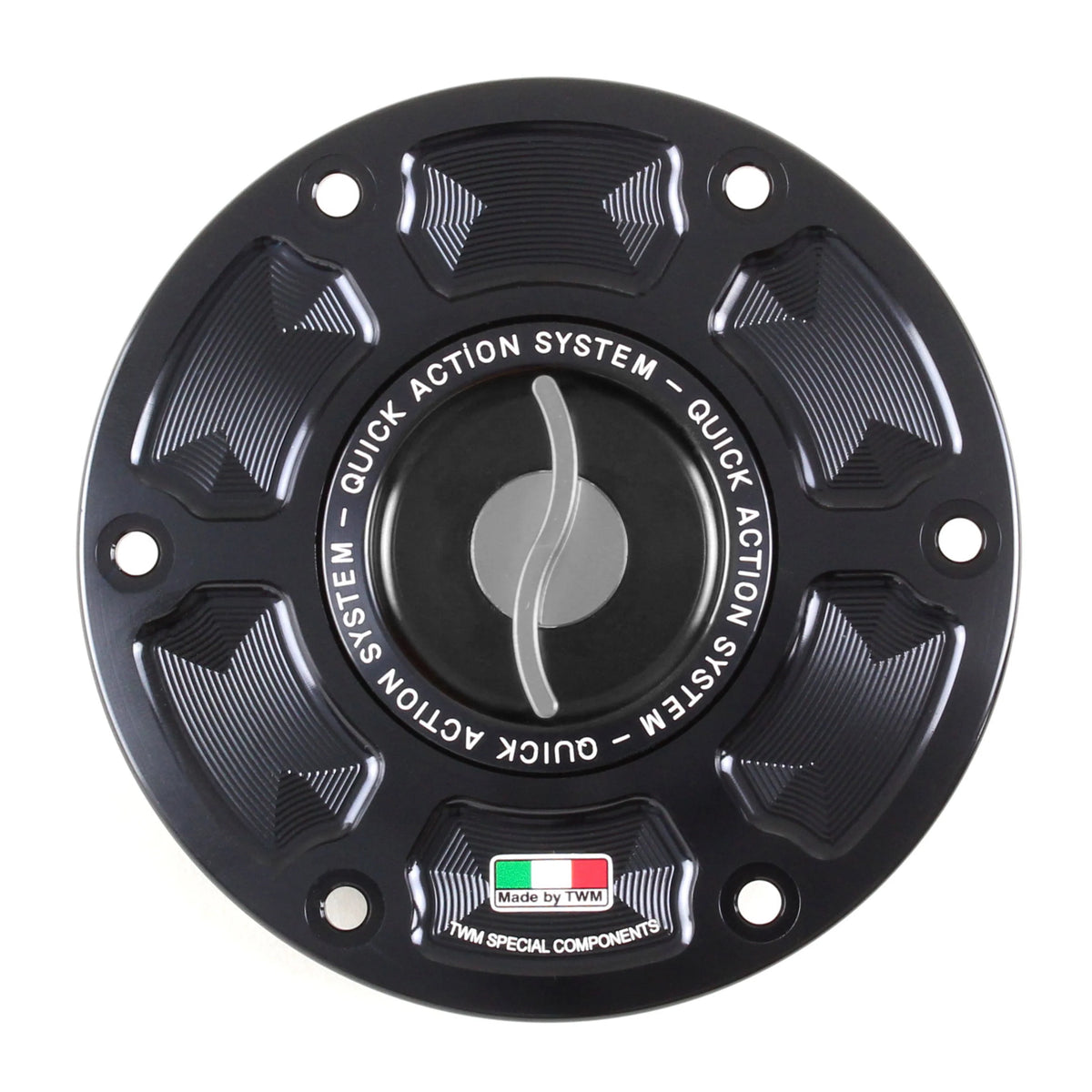 TWM CNC Aluminum Gas Cap / Fuel Cap with Silver Center Cap for Ducati Motorcycles