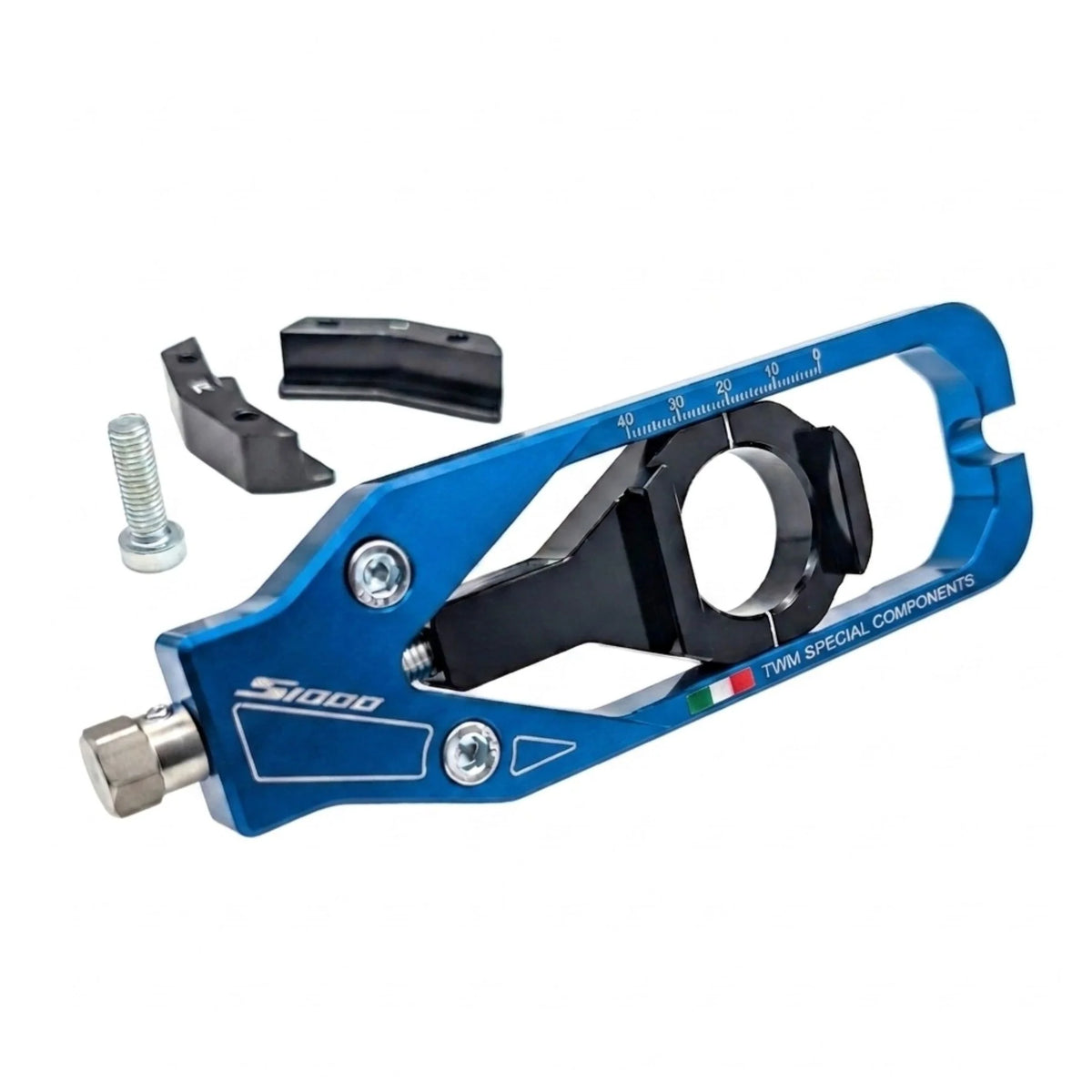 TWM CNC Aluminum Chain Adjusters for BMW - TCBMW.01 in Blue - Detail Photo - TCBMW.01.B