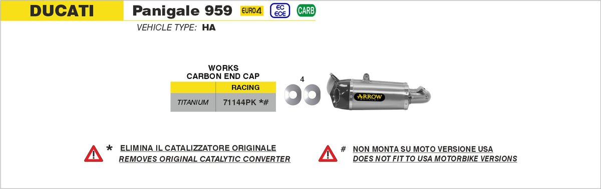 Arrow 71144PK Titanium Works Slip Ons (Right And Left) With Carbon End Cap