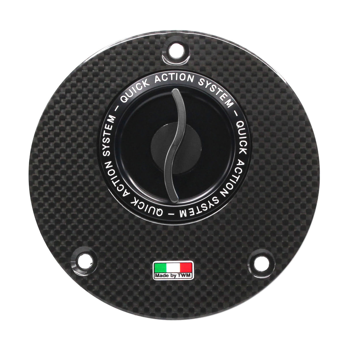 TWM Flat Carbon Gas Cap / Fuel Cap with Black Center Cap for Yamaha Motorcycles