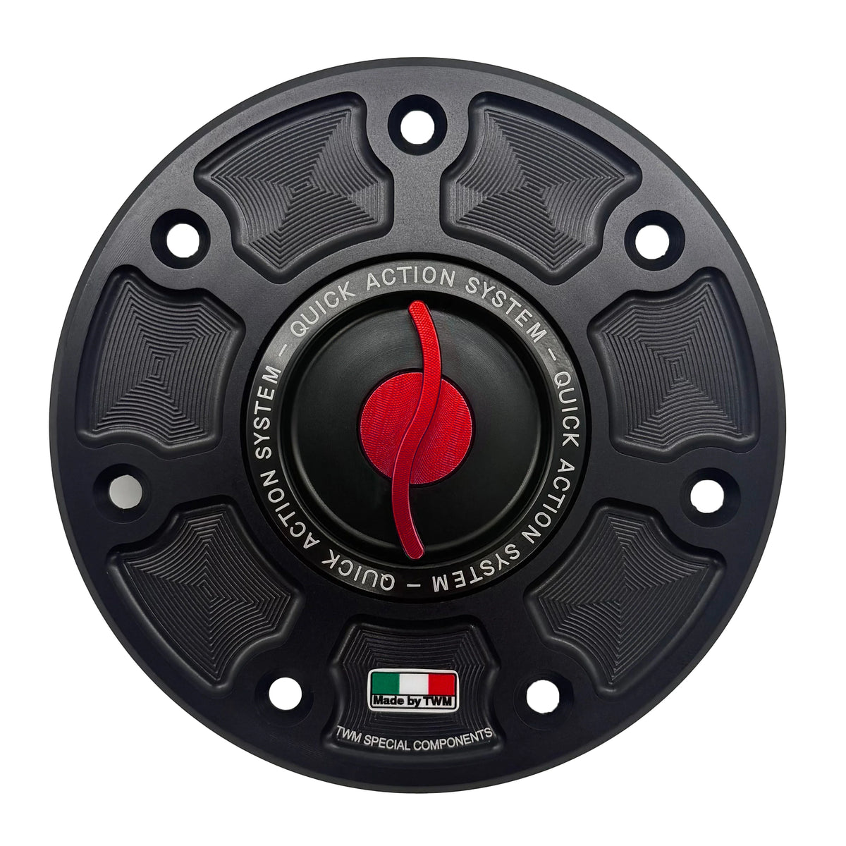 TWM CNC Aluminum Gas Cap / Fuel Cap with Red Center Cap for Kawasaki Motorcycles