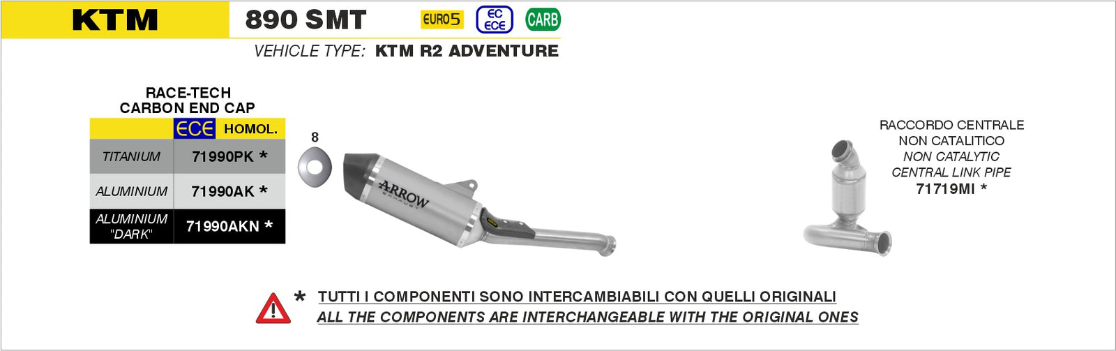 Arrow 71990PK Race-Tech Titanium Slip On With Carbon End Cap