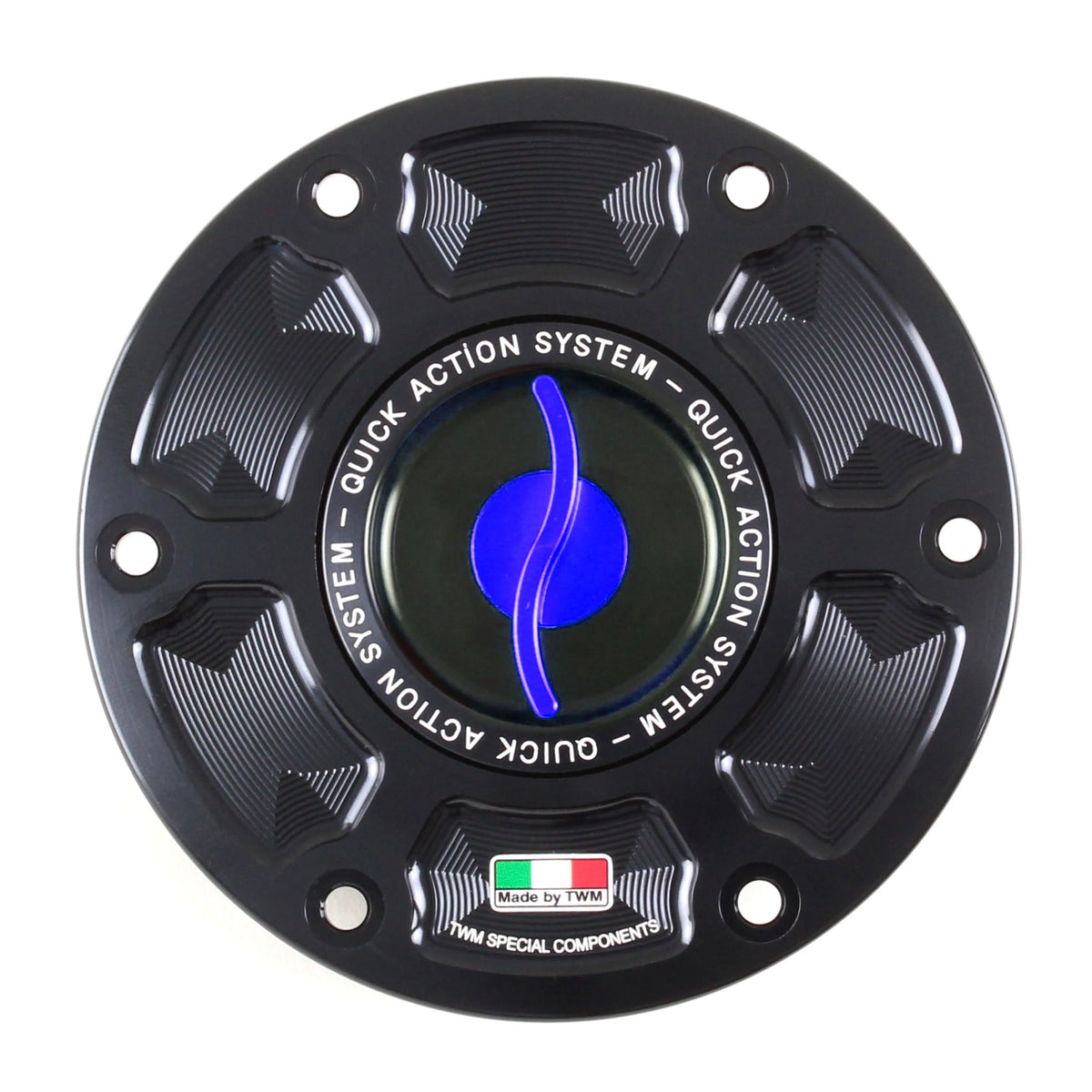 TWM CNC Aluminum Gas Cap / Fuel Cap with Blue Center Cap for Ducati Motorcycles