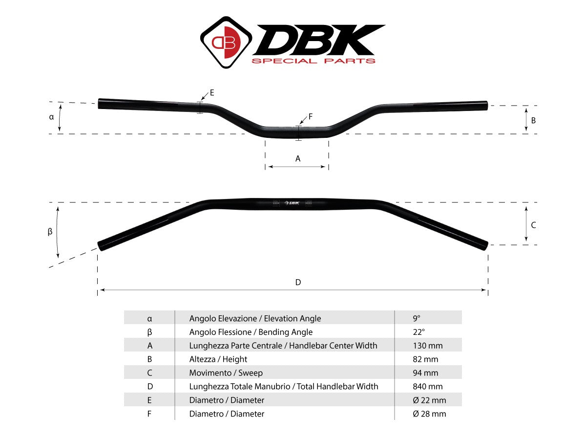 HAN01 - VARIABLE SECTION HANDLEBAR Ø 22-28 mm