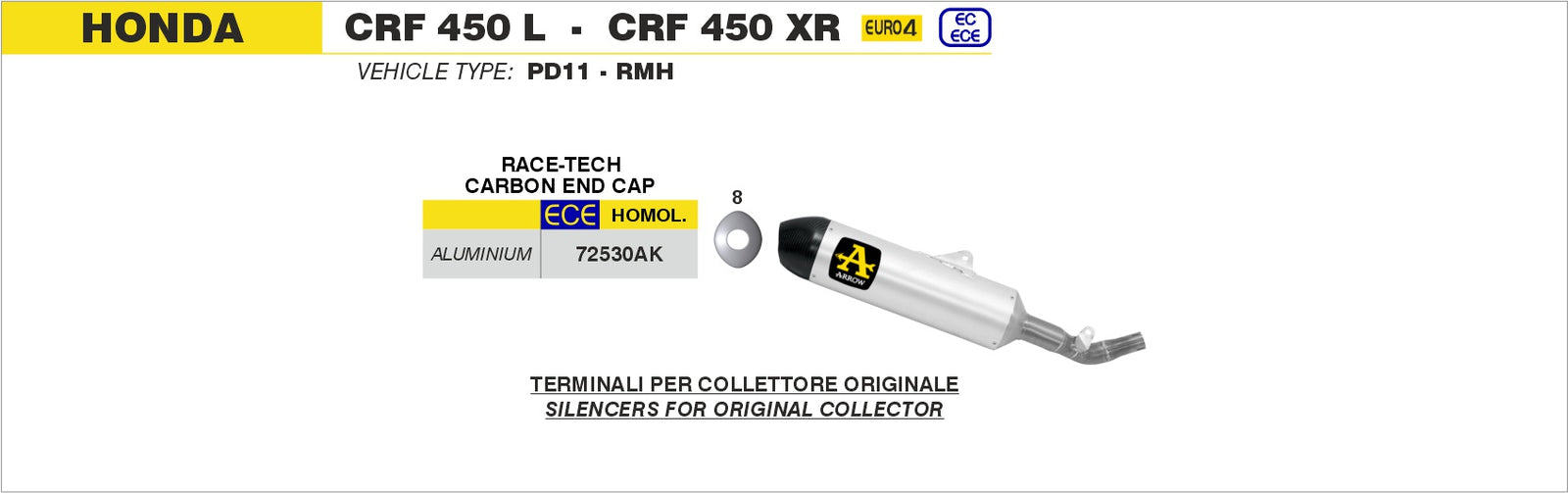 Arrow 72530AK Race-Tech Aluminium Slip On With Carbon End Cap