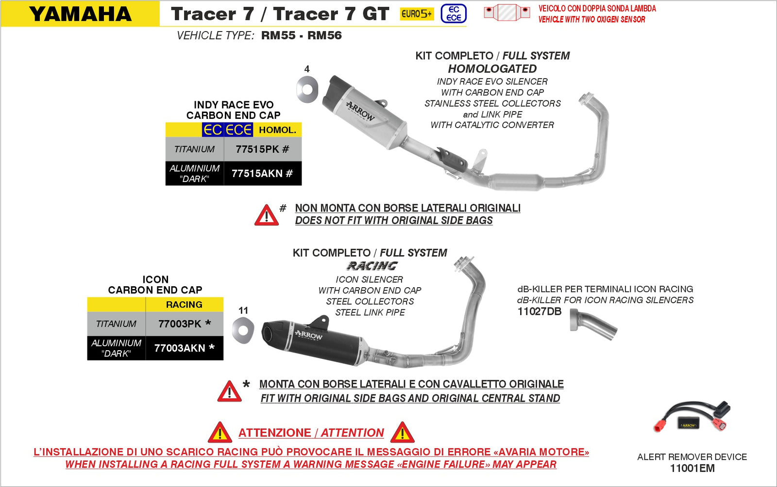 Arrow 77515PK Homologated Full System With Indy Race EVO Titanium Slip On