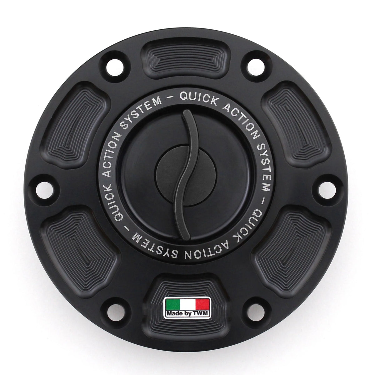 TWM CNC Aluminum Gas Cap / Fuel Cap with Black Center Cap for Aprilia Motorcycles