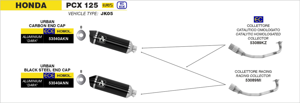 Arrow 53540AKN Urban Aluminium Dark Slip On With Carbon End Cap
