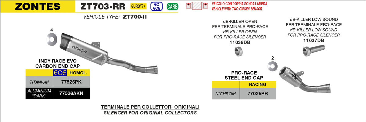 Arrow 77526AKN Indy Race EVO Aluminium Dark Slip On With Carbon End Cap