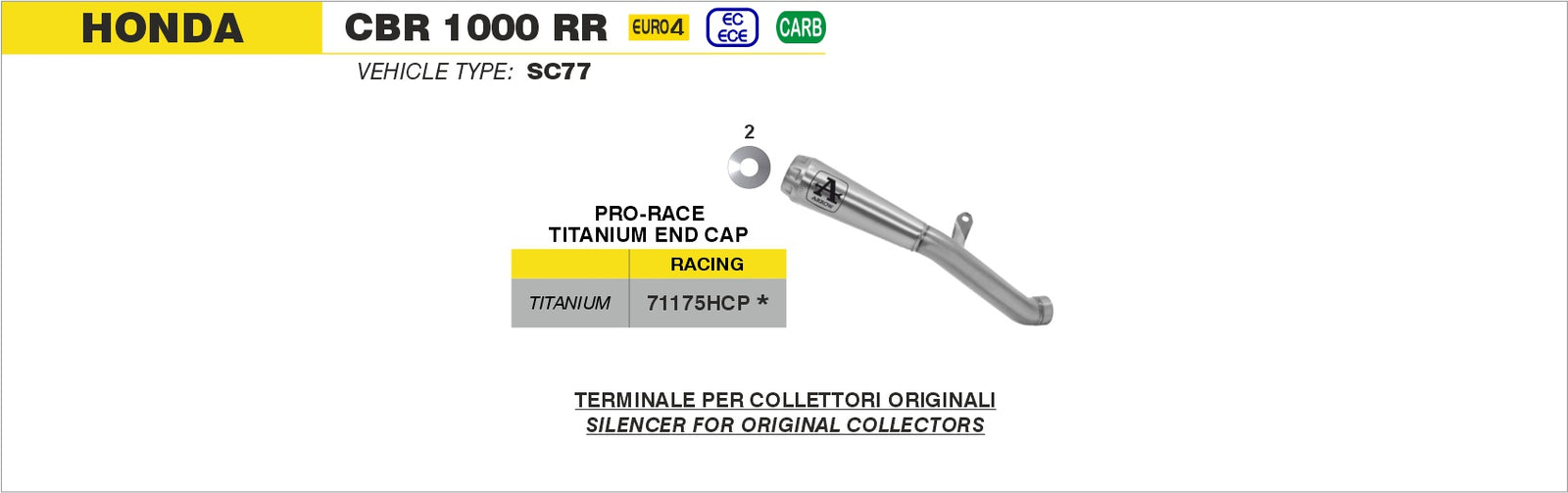 Arrow 71175HCP Pro-Race Full Titanium Slip On Kit High Version
