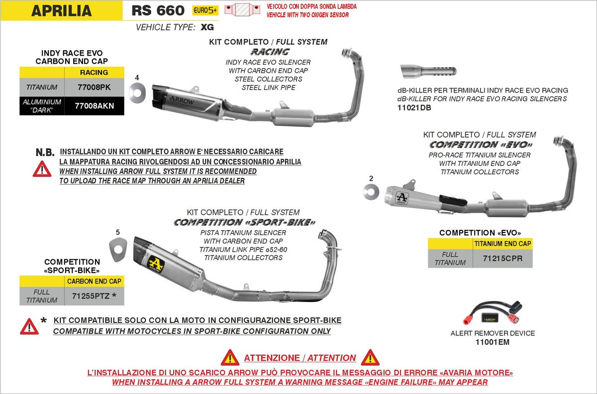 Arrow 77008AKN Full System With Indy Race EVO Aluminium Dark Slip Ons
