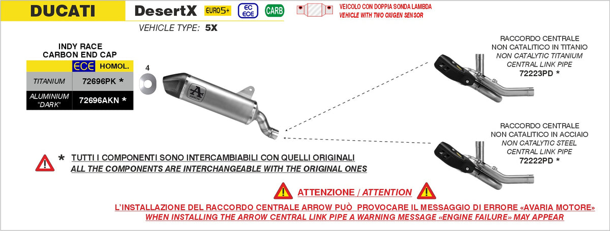 Arrow 72222PD Non Catalized Stainless Steel Link-Pipe