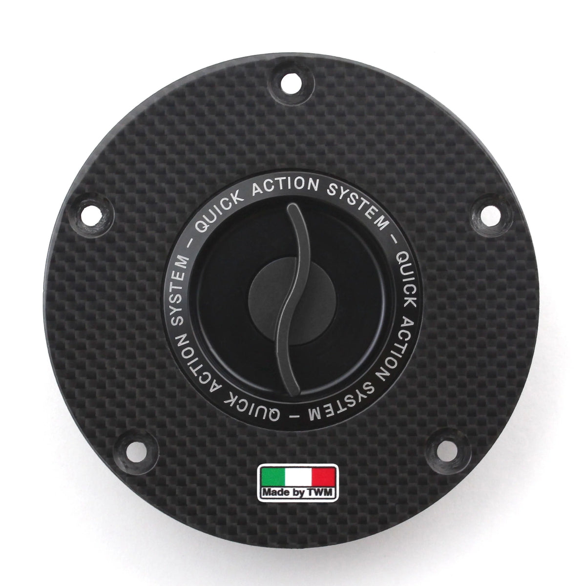 TWM Flat Carbon Gas Cap / Fuel Cap with Black Center Cap for Ducati Motorcycles