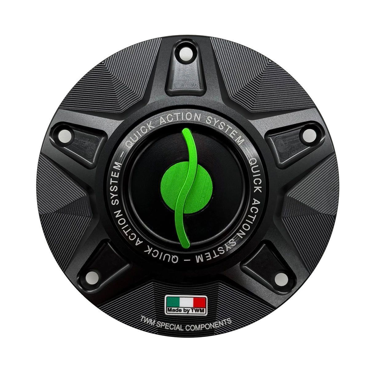 TWM CNC Aluminum Gas Cap / Fuel Cap with Green Center Cap for Ducati Motorcycles