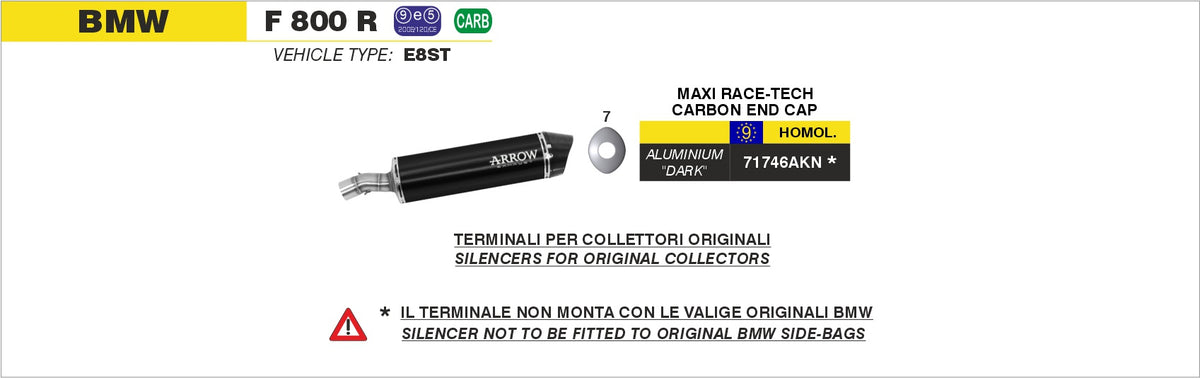 Arrow 71746AKN Maxi Race-Tech Aluminium Dark Slip On With Carbon End Cap