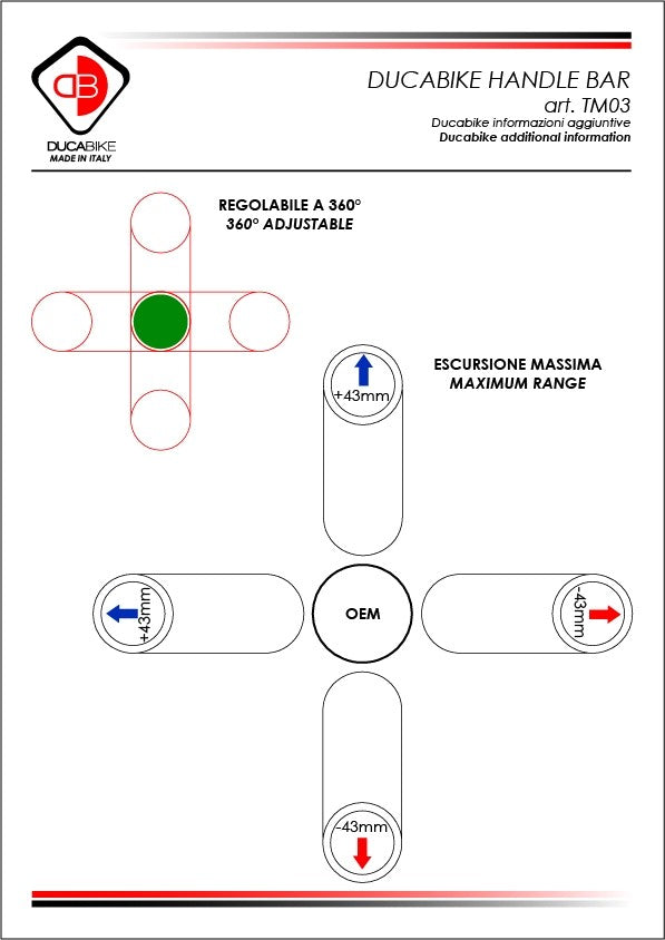TM03 - ADJUSTABLE HANDLEBAR TUBES 10 DEGREES