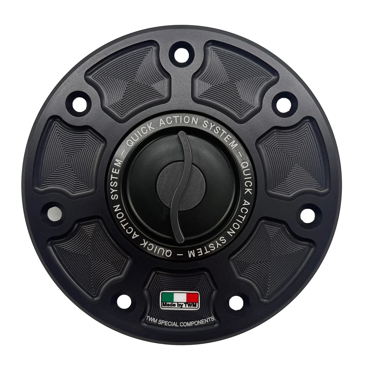 TWM CNC Aluminum Gas Cap / Fuel Cap with Black Center Cap for Kawasaki Motorcycles