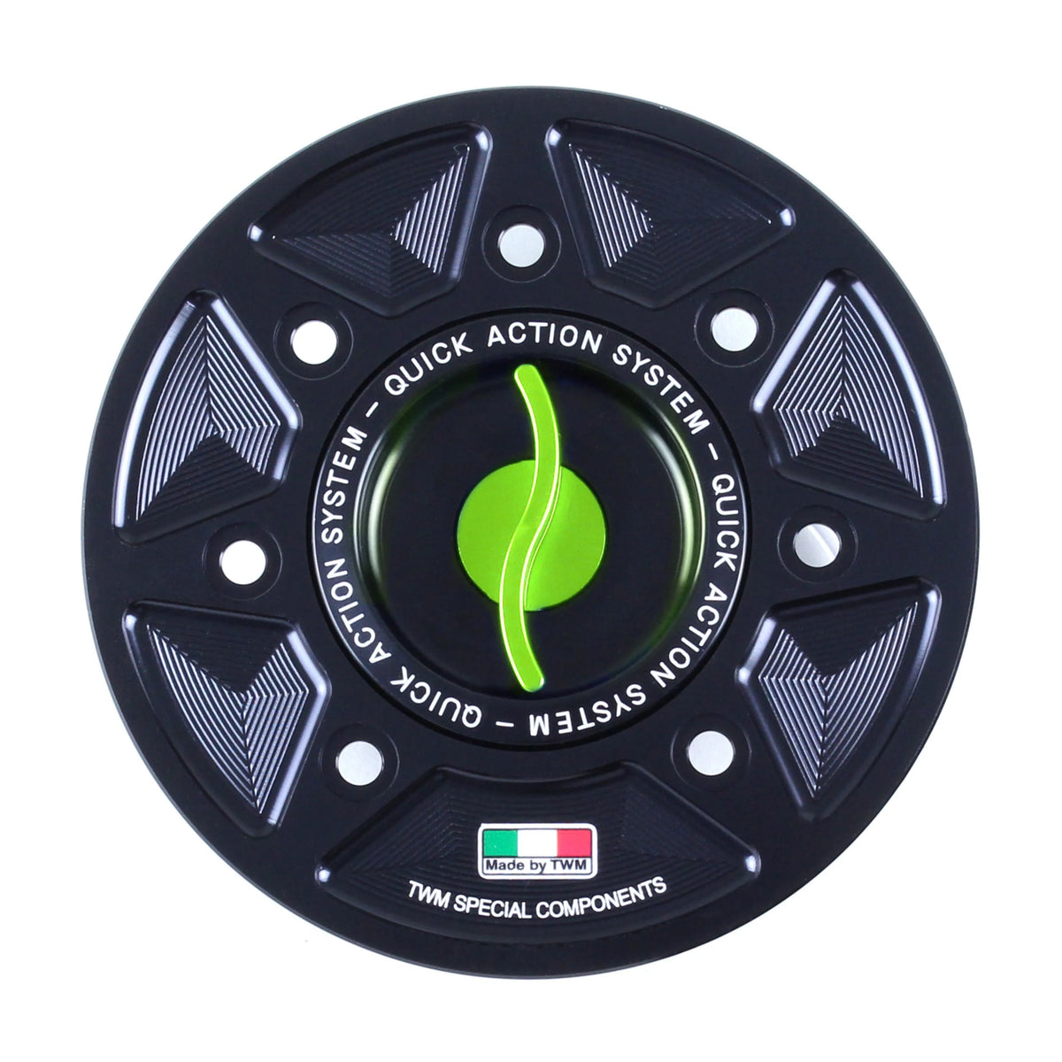TWM CNC Aluminum Gas Cap / Fuel Cap with Green Center Cap for Bimota Motorcycles