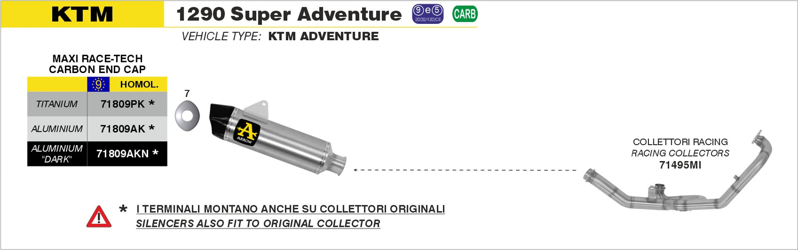 Arrow 71809PK Maxi Race-Tech Titanium Slip On With Carbon End Cap