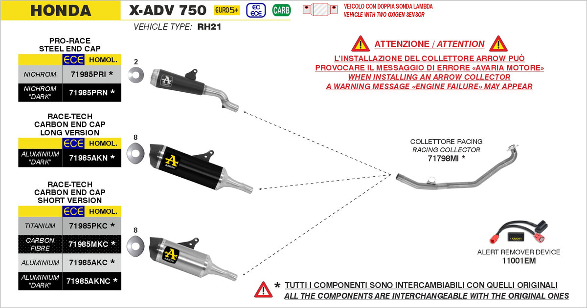 Arrow 71985AKN Race-Tech Aluminium Dark Slip On With Carbon End Cap