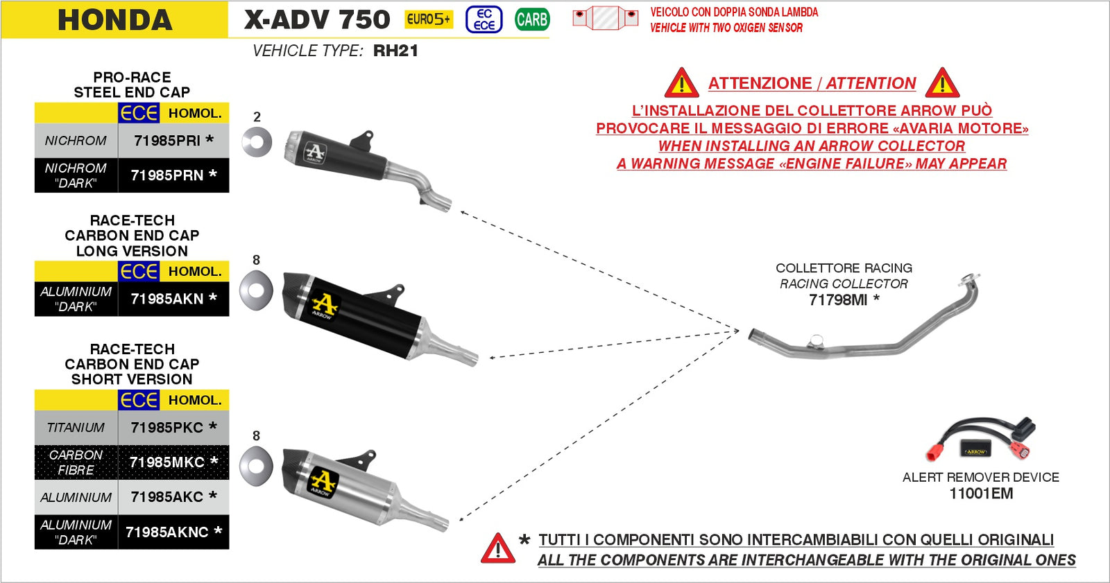 Arrow 71985AKN Race-Tech Aluminium Dark Slip On With Carbon End Cap