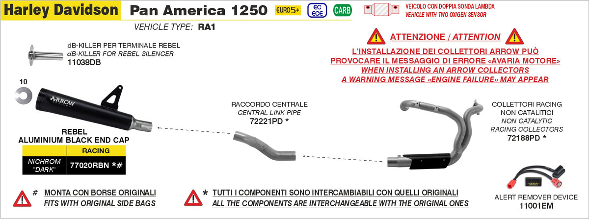 Arrow 72188PD Non Catalized Racing Headers