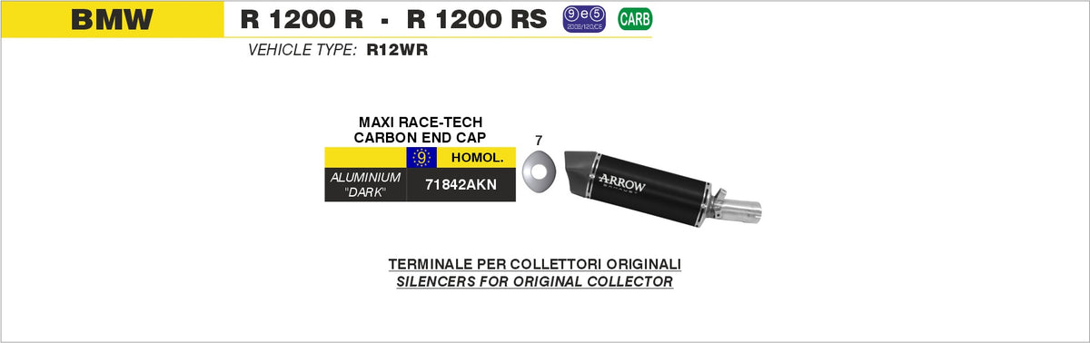 Arrow 71842AKN Maxi Race-Tech Aluminium "Dark" Slip On With Carbon End Cap