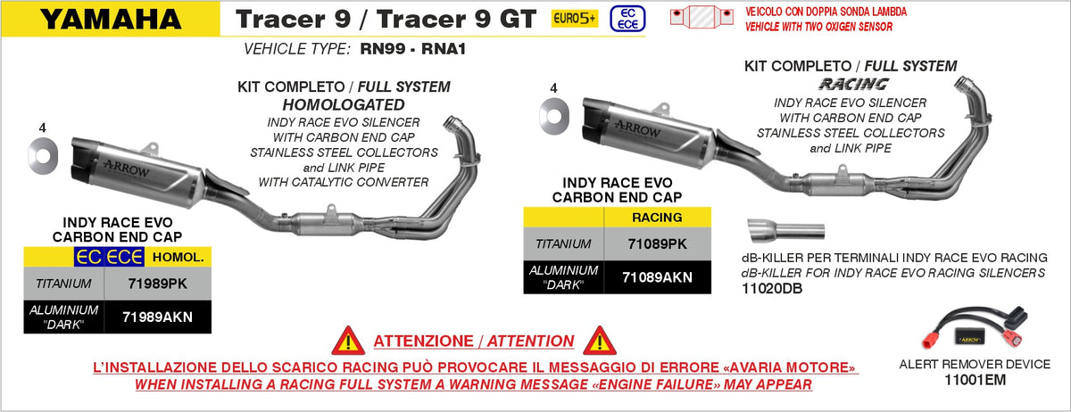 Arrow 71989PK Homologated Full System With Indy Race EVO Titanium Slip On