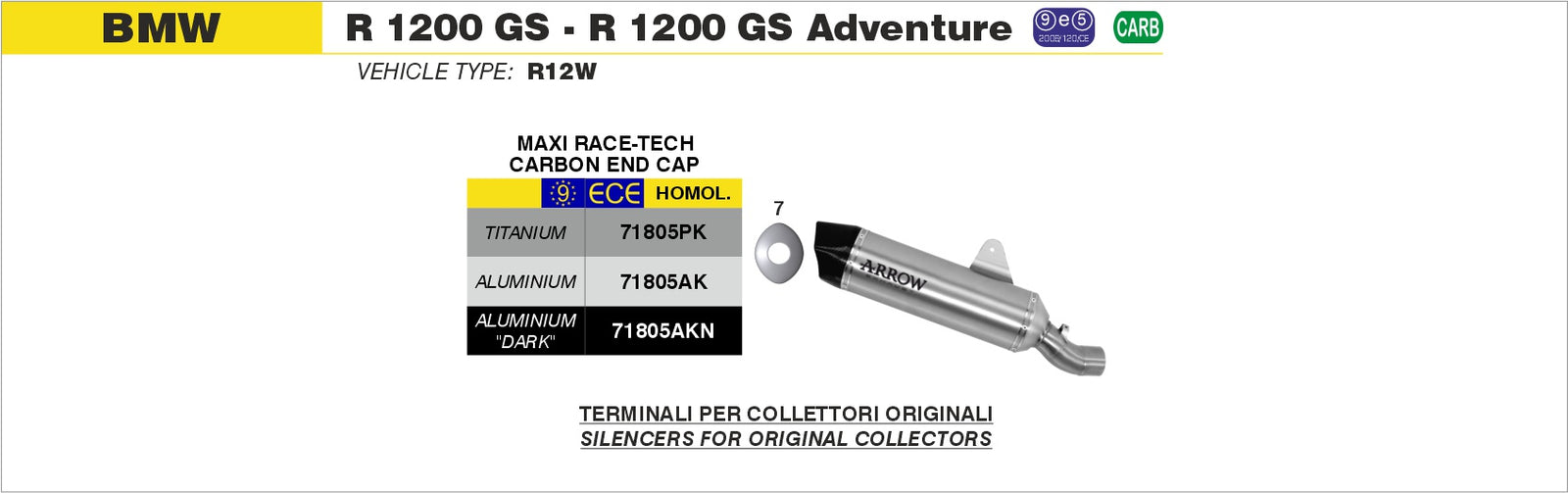 Arrow 71805AKN Maxi Race-Tech Aluminium Dark Slip On With Carbon End Cap