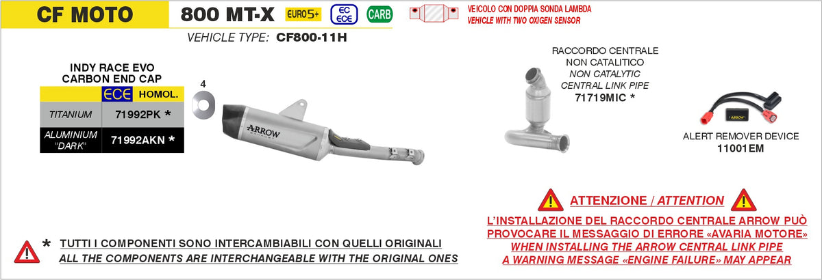 Arrow 71992PK Indy Race EVO Titanium Slip On With Carbon End Cap