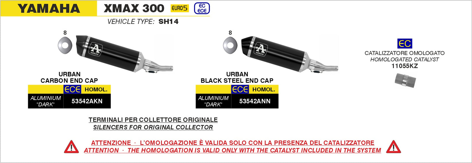 Arrow 53542AKN Urban Aluminium Dark Slip On With Carbon Fiber End Cap