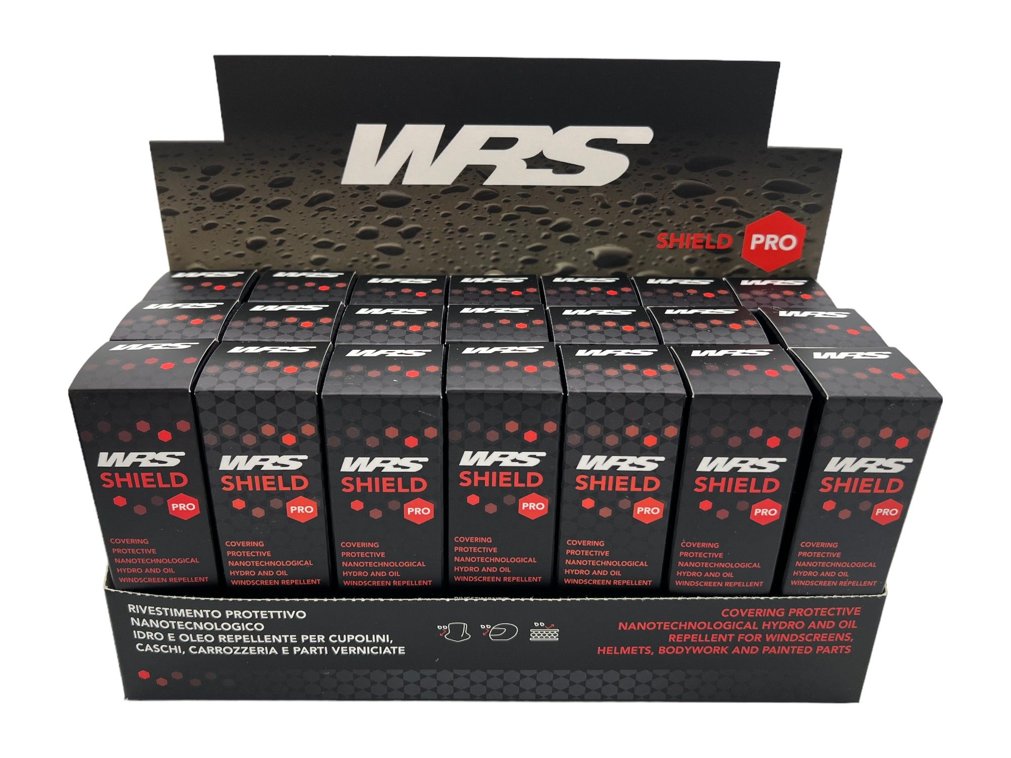 WRS SHIELD 2.0 NANOTECH PROTECTION FOR WINDSCREENS AND VISORS DISPLAY BOX 21 PIECES