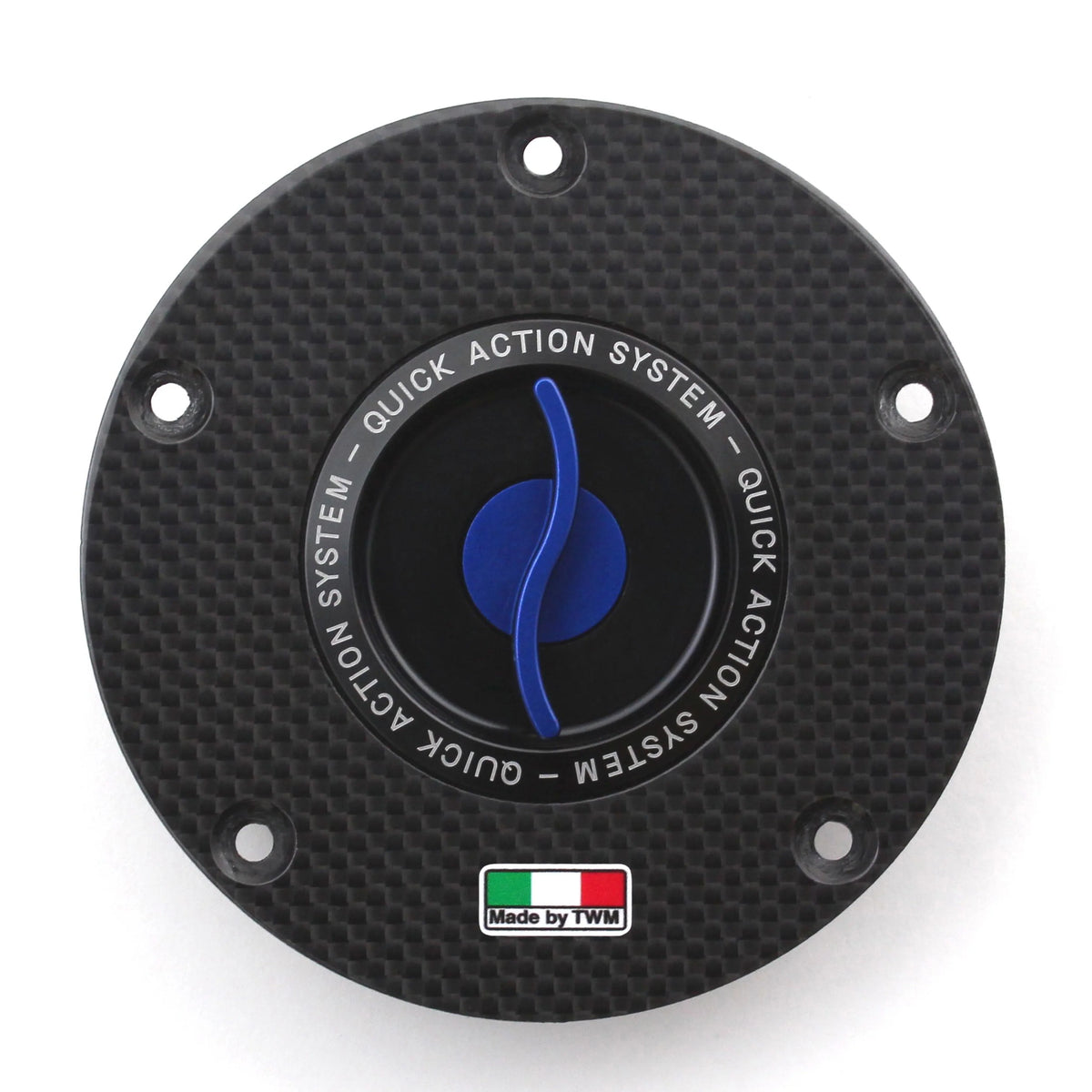 TWM Flat Carbon Gas Cap / Fuel Cap with Blue Center Cap for Ducati Motorcycles