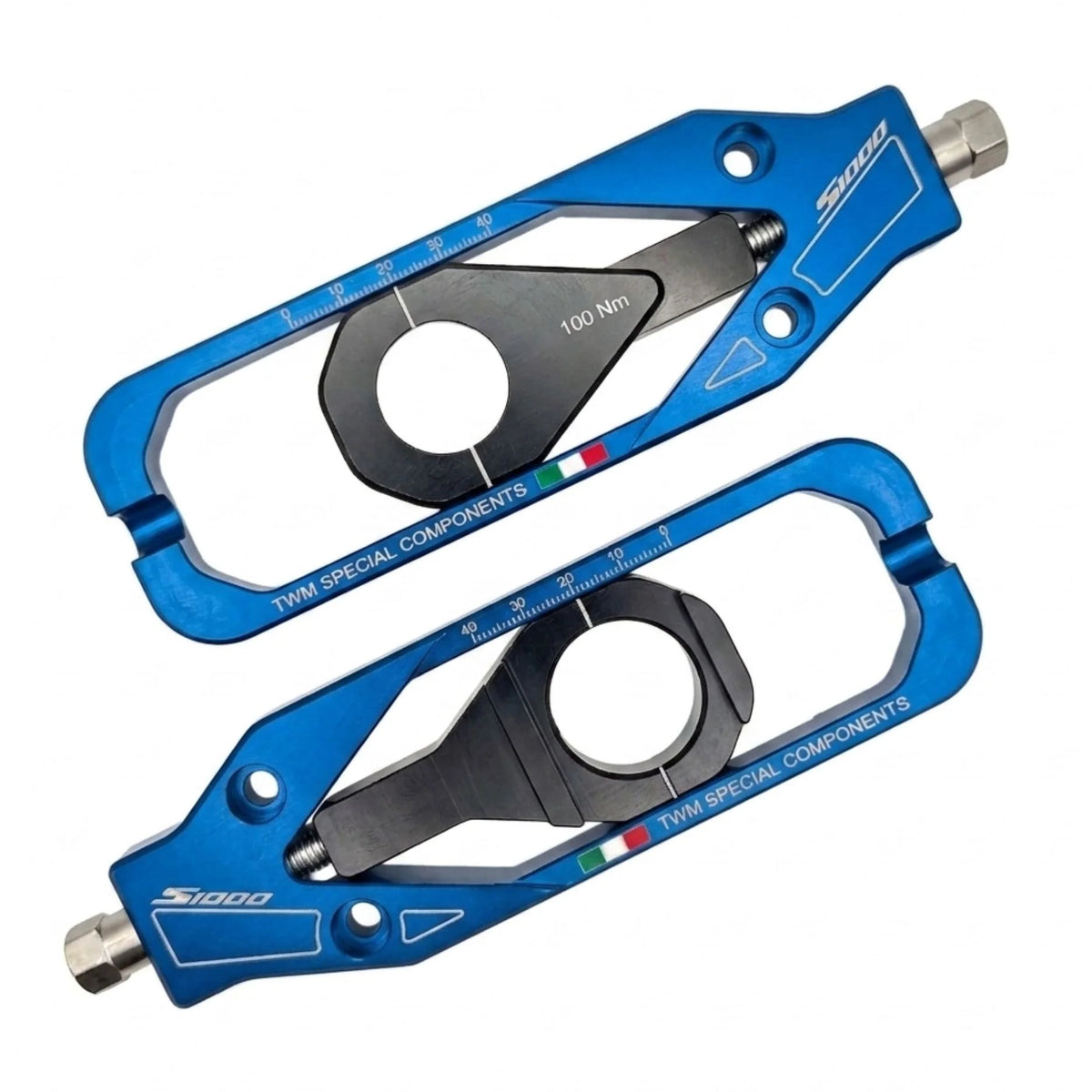 TWM CNC Aluminum Chain Adjusters for BMW - TCBMW.01 in Blue - Set Photo - TCBMW.01.B