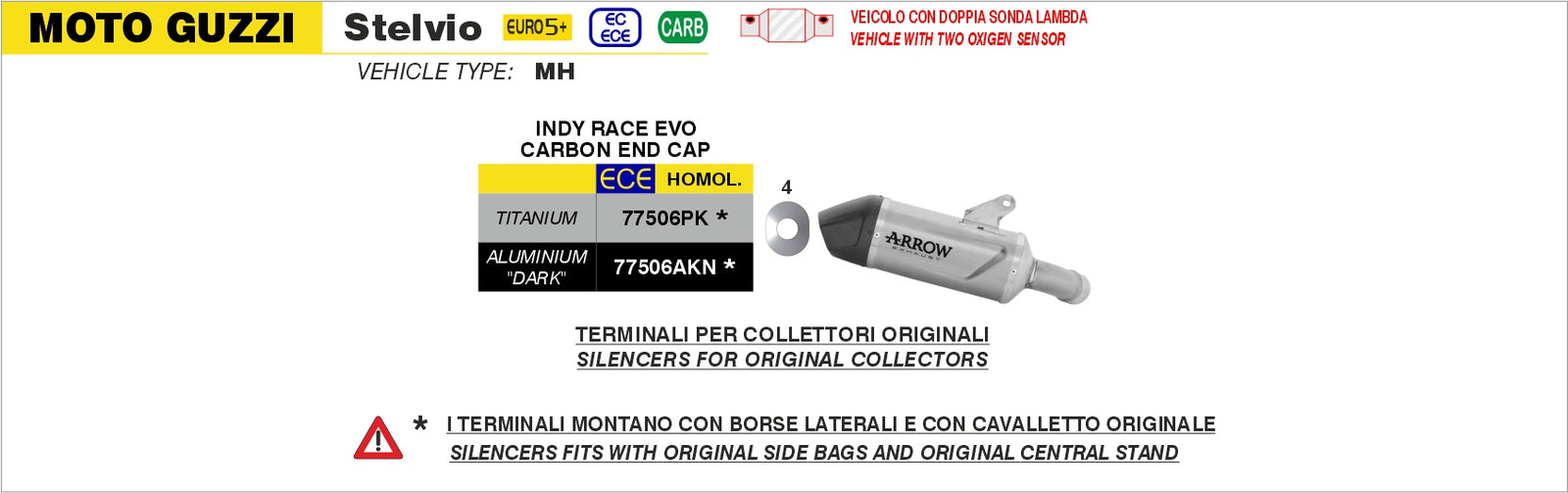 Arrow 77506PK Indy Race EVO Titanium Slip On With Carbon End Cap