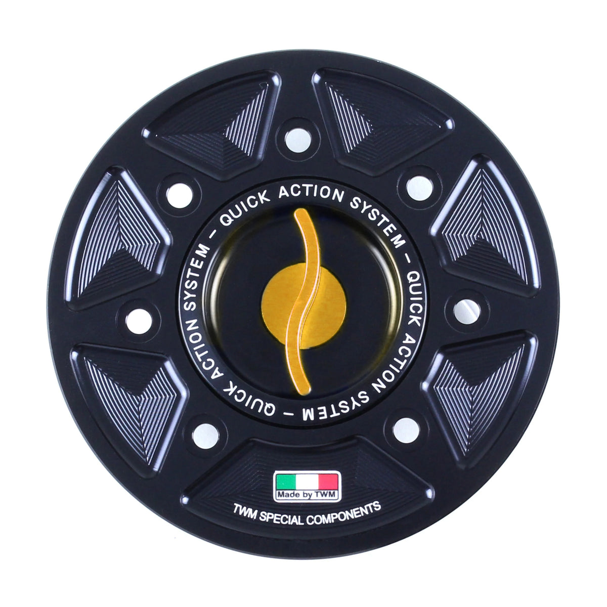 TWM CNC Aluminum Gas Cap / Fuel Cap with Gold Center Cap for Bimota Motorcycles