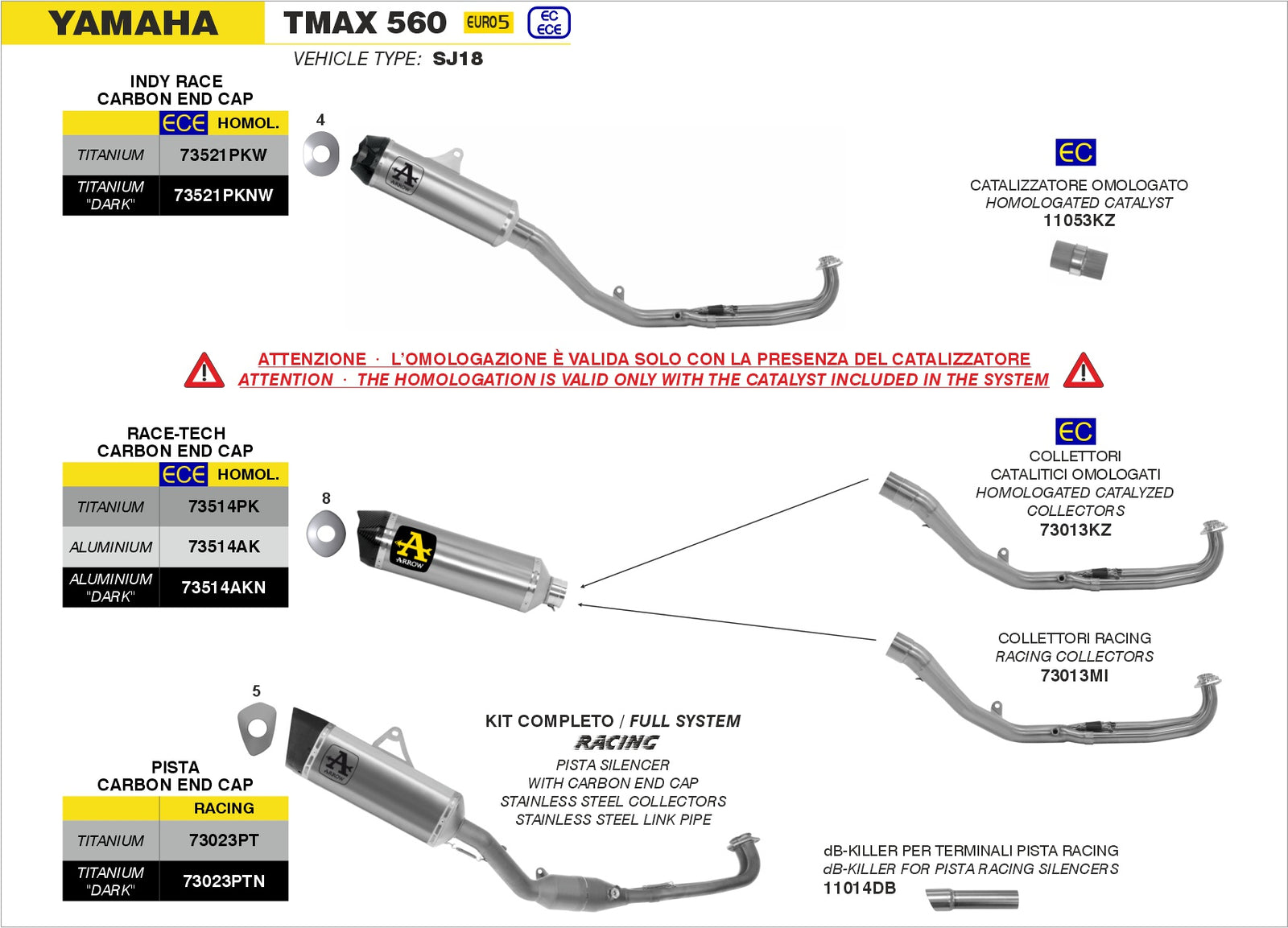 Arrow 73023PTN Full System Racing With Pista Titanium "Dark" Slip Ons