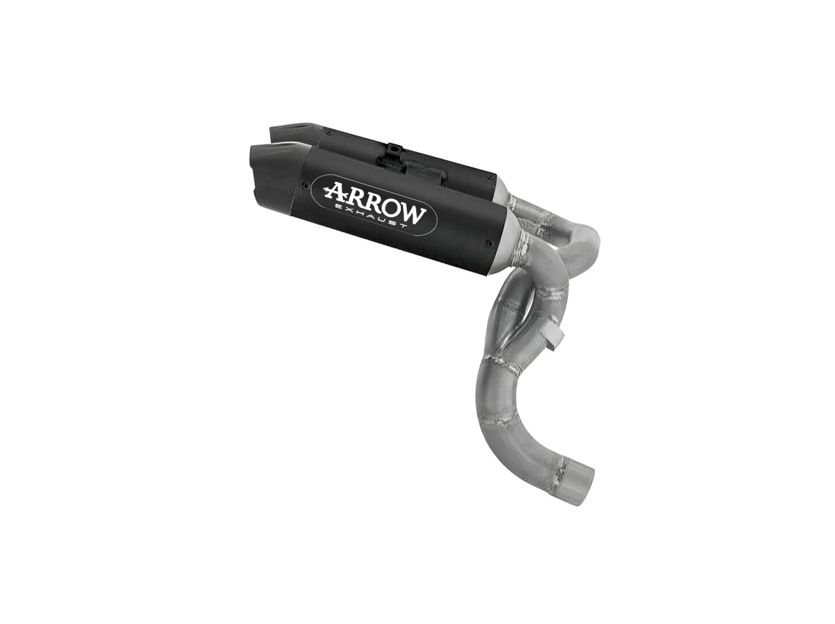 Arrow 77004PRN Round-Sil Titanium "Dark" Racing Slip Ons (Right &amp; Left) With Carbon End Cap