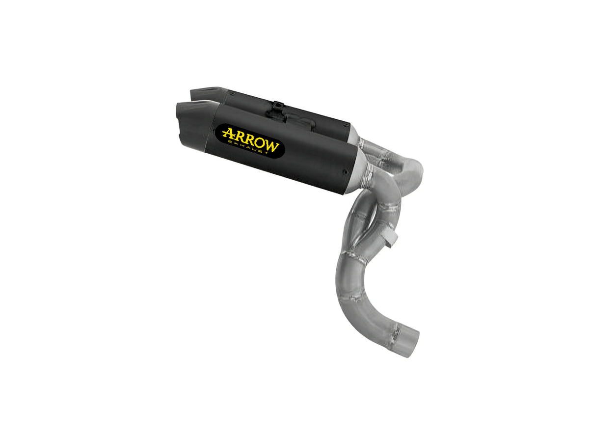 Arrow 77504PRN Round-Sil Titanium "Dark" Road Approved Slip Ons (Right &amp; Left) With Carbon End Cap