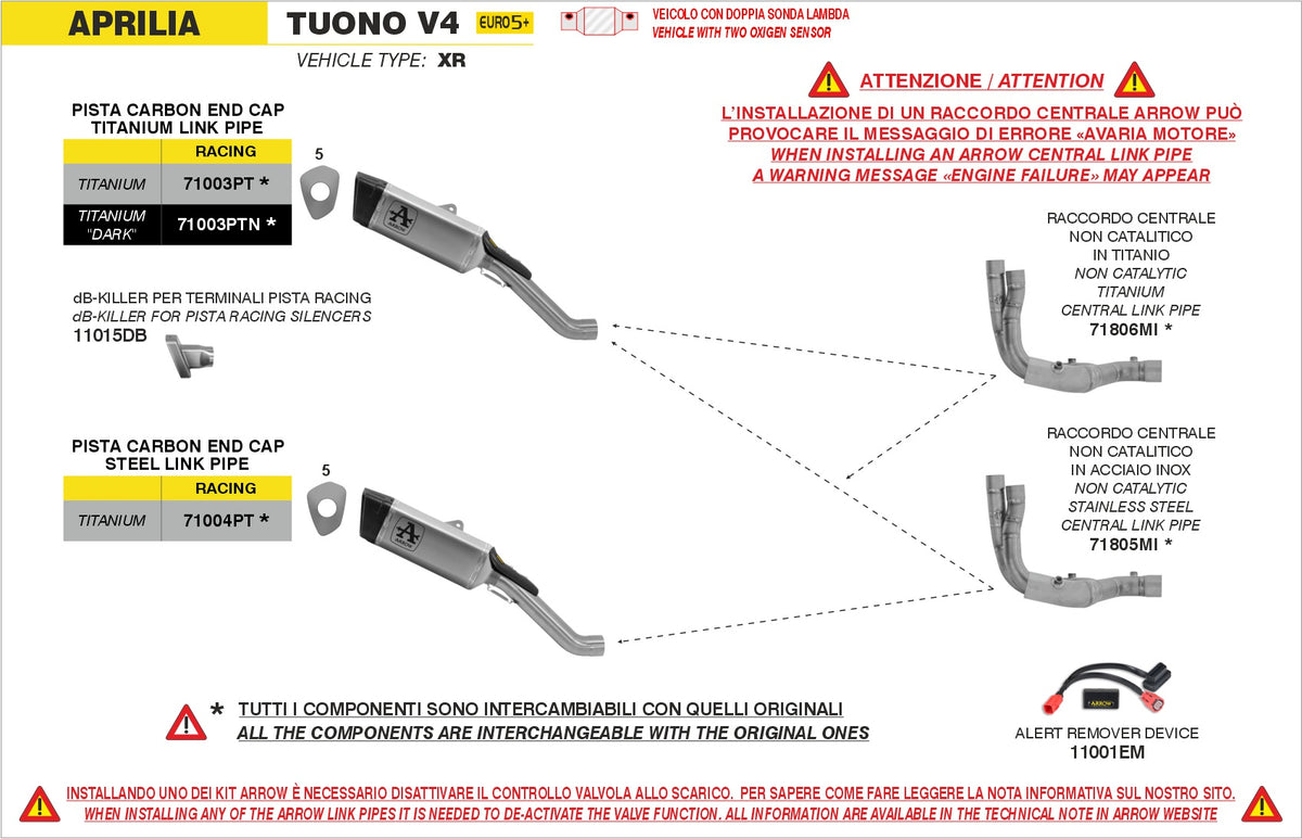 Arrow 71003PT Pista Titanium Slip On With Titanium Link Pipe
