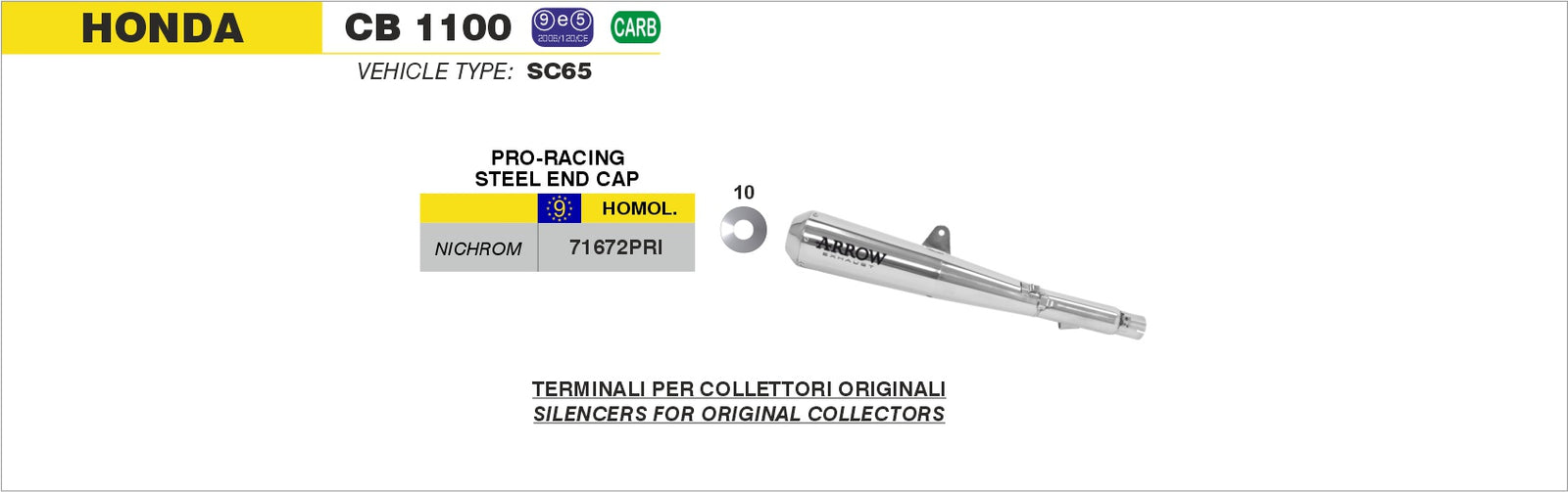Arrow 71672PRI Pro-Racing Slip On With Stainless Steel End Cap