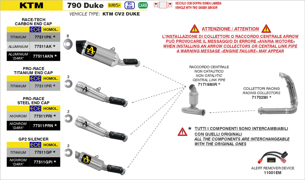 Arrow 71719MIR Non Catalized Mid-Pipe