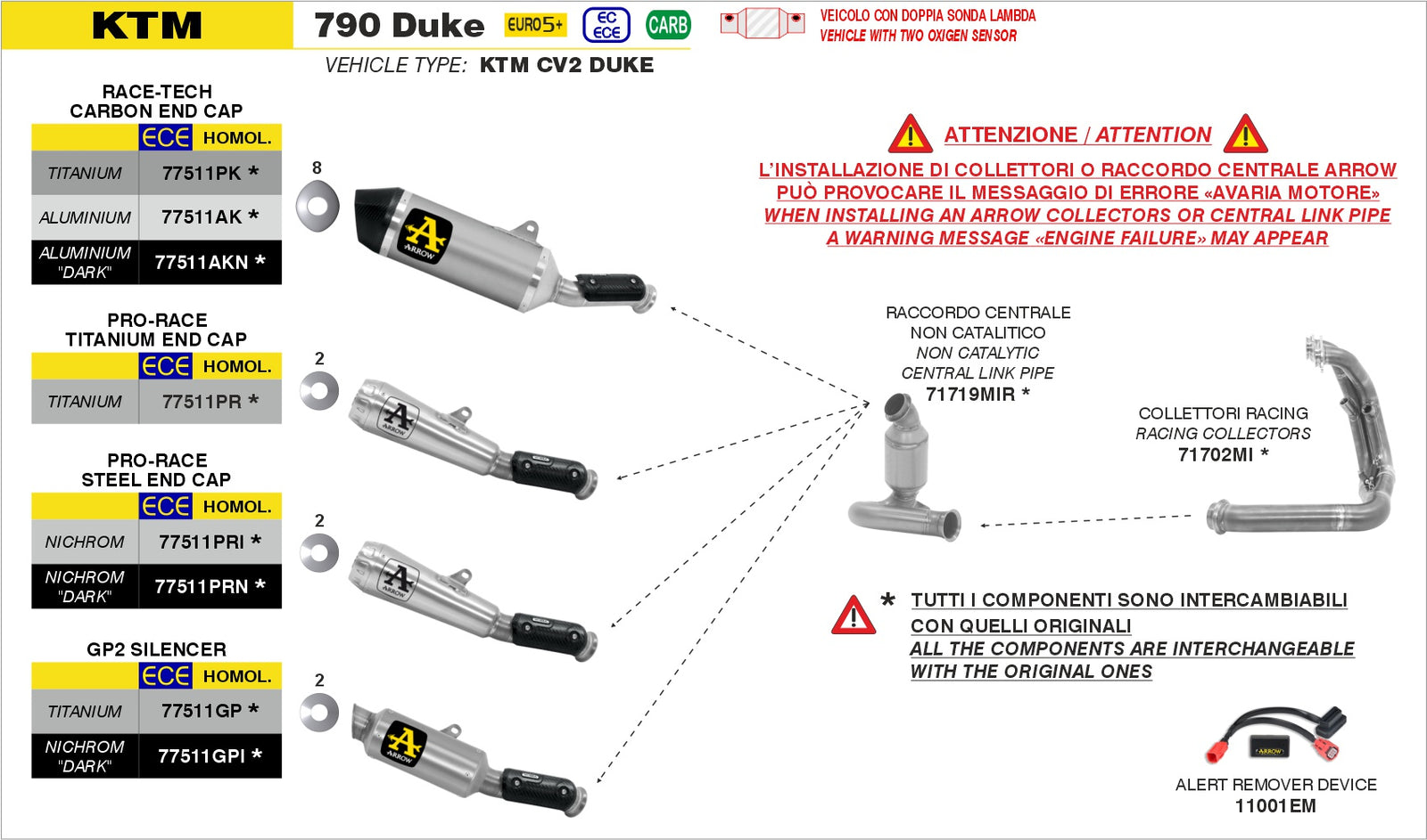 Arrow 71719MIR Non Catalized Mid-Pipe