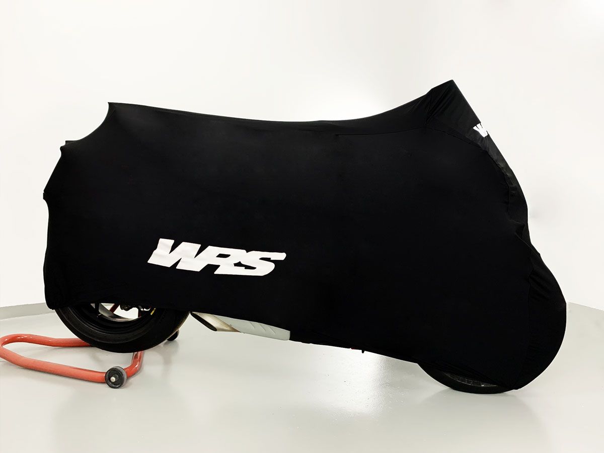 UNIVERSAL BLACK MOTORCYCLE COVER WITH WHITE LOGO